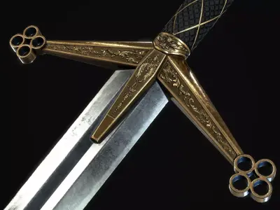 Ceremonial Claymore - 2 handed sword - realistic - game ready Low-poly 3D model