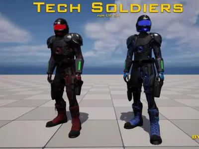 Tech Costume and props for Manny and Quinn Characters 3D model