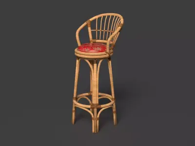Chinese bamboo chair  Low-poly 3D model