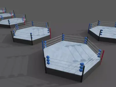 PBR Modular TNA Six sided Hexagon Wrestling Rings Low-poly 3D model