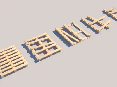 Pallet Collection 1 set of wooden pieces 3D model