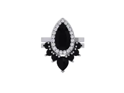 Pear Art Deco Ring 3D print model 8