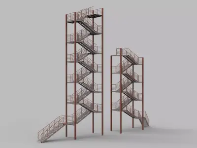 Metal stairs 3D model