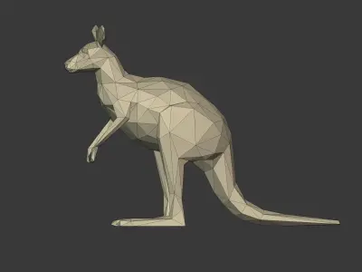 Low Poly Cartoon Kangaroo Low-poly 3D model