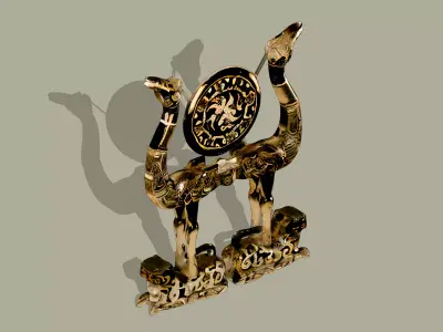 Bronze Mirror with Twin Crane Handles Free 3D model