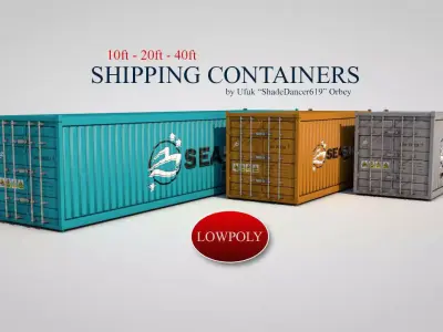 Shipping Containers Low-poly 3D model purchase