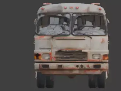 Wrecked Small Transit Bus 3D Model Low-poly 3D model