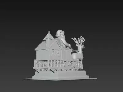 Santa Sleigh on Podium 3D Christmas Scene 3D print model