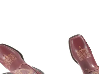 Red Stitch Cowgirl Boots 3D model
