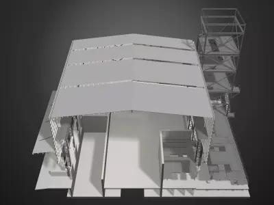 Industrial building in section cut 25i31 3D model