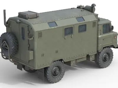 Gaz 66 Military Truck Low-poly 3D model