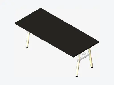 Desk - Timberline - Workstation - Sgl - Side - 1 - Person - Low Low-poly 3D model