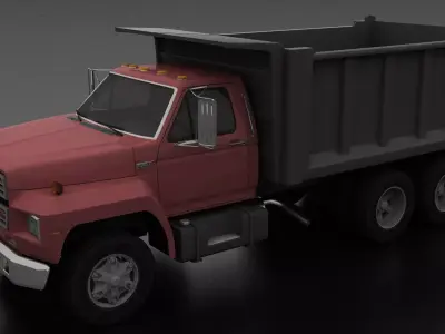 F-Series F-800 Dump Truck Tandem Axle 1980 Low-poly 3D model