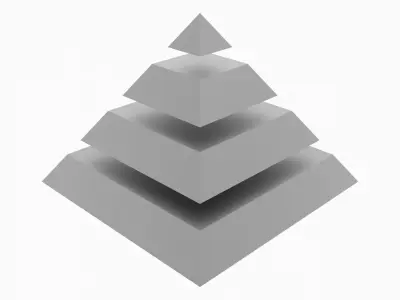 Pyramid Separated in 4 Parts Low-poly 3D model