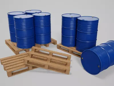 Barrel Low-poly 3D model 7