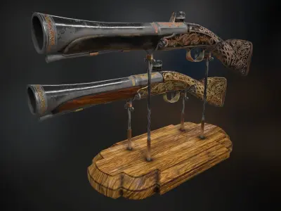 Pirate Musketoon - two skins Low-poly 3D model