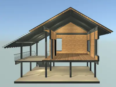 Tropical house in section cut 25-06 3D model