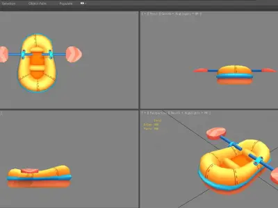 Cartoon kayaks - Inflatable boats Low-poly 3D model