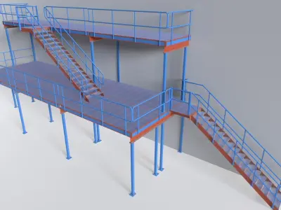 Industrial Platform Modular Low-poly 3D model