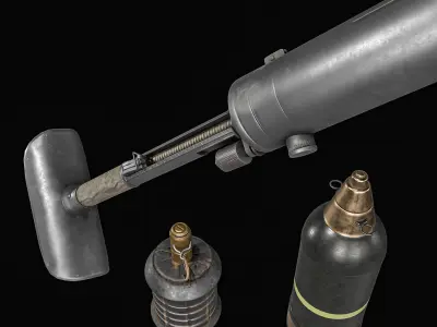 Type 97 Hand Grenade And Type 89 Grenade Launcher 3D model