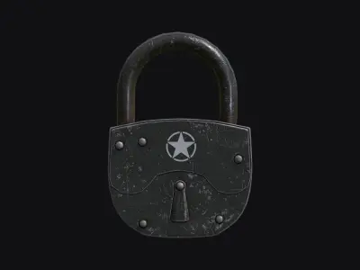 Old army padlock Low-poly 3D model