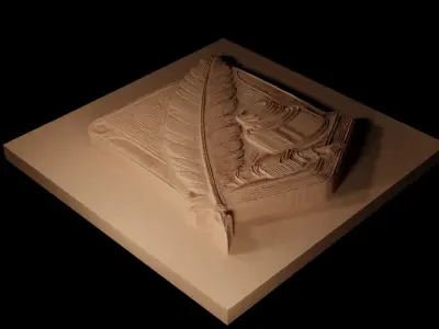 Feather Quill and Ink CNC 3d Print High Relief Sand Casting 3D print model