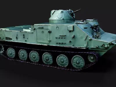 military soviet floating tank PBR photogrammetry Low-poly 3D model
