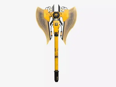 SciFi War Axe B08 Yellow - Sci Fi Weapon Design Low-poly 3D model