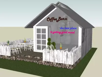 coffee barn with industrial concept 3D print model