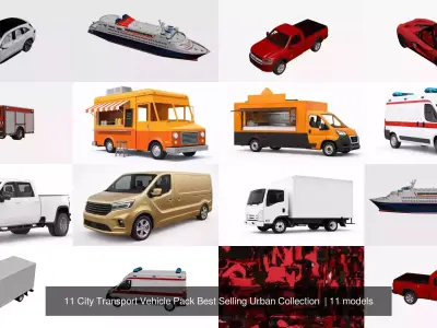11 City Transport Vehicle Pack Best Selling Urban Collection 