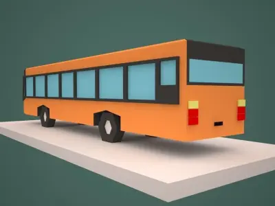 Low Poly Bus Cartoon style Low-poly 3D model