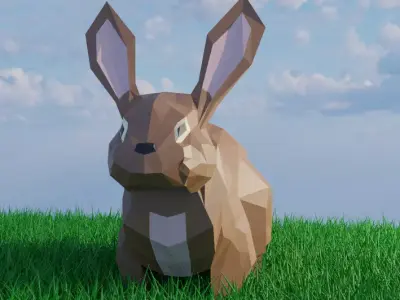 3D modelled rabbit  Low-poly 3D model