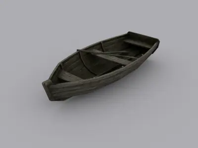 Low-poly Wooden Boat Low-poly 3D model