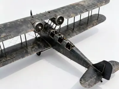 WWI Twin-Engine Heavy Bomber 3D Model Low-poly 3D model