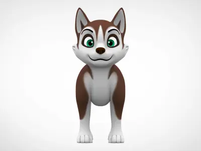 Husky Puppy Low-poly 3D model purchase