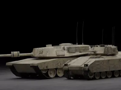 Low Poly Abrams and Bradley Game Ready Free low-poly 3D model