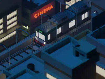 Low Poly Metro Train 3D model