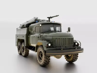Soviet Army Fire Truck 3D Model Blender Ready 3D model