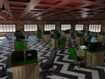 Office Interior Low-poly 3D model get