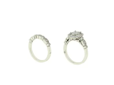 Solitair Ring Bridal Set 3D print model 35