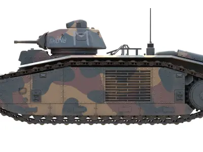 Char B1 French Heavy Tank Low-poly 3D model