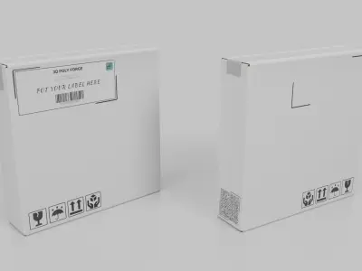 White Cardboard Box R-144 - Rigged and Customizable Low-poly 3D model