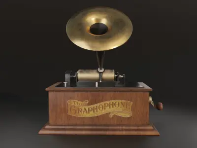 Graphophone Low-poly 3D model