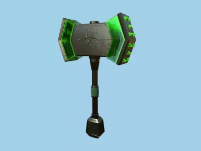 Medieval War Hammer 01 Green Elemental - Fantasy Weaponry Low-poly 3D model