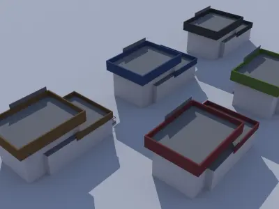 Cartoon Building Low Poly Building Commercial Supermarket Low-poly 3D model