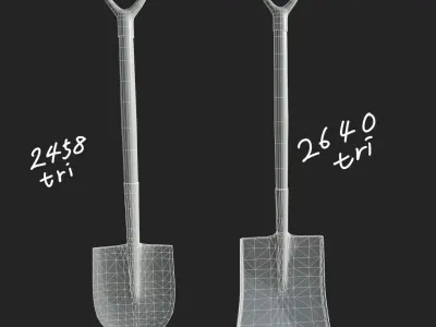 common  2 shovels with   textures  for unity unreal pbr  3D model