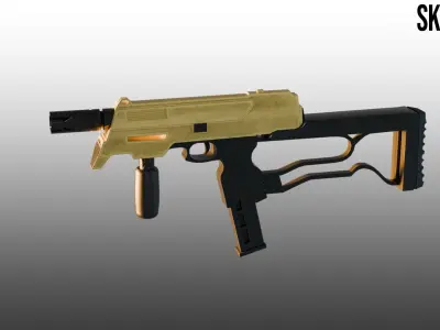 MP9 - Low Poly - custom design with 4 texture variations Low-poly 3D model