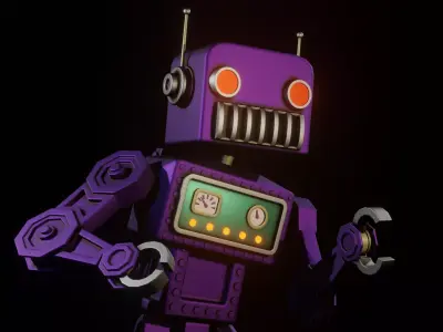 Retro Styled Robot Low-poly 3D model