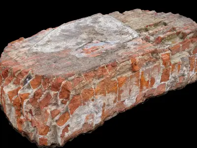 destroyed house debris block part bricks photogrammetry Low-poly 3D model
