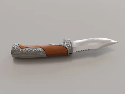 Floral Pocket Knife Low-poly 3D model